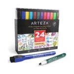 Arteza (12 Colors) Magnetic Whiteboard Markers With Eraser (Fine Tip | Pack of 24) - TheSteploBoards