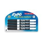 EXPO (Low-Odor) Black Whiteboard Markers (Fine Tip | Pack of 4) - TheSteploBoards
