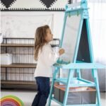 Little Partners (Turquoise) 2-Sided Whiteboard & Chalkboard for Kids (24 x 52 Inch) - TheSteploBoards