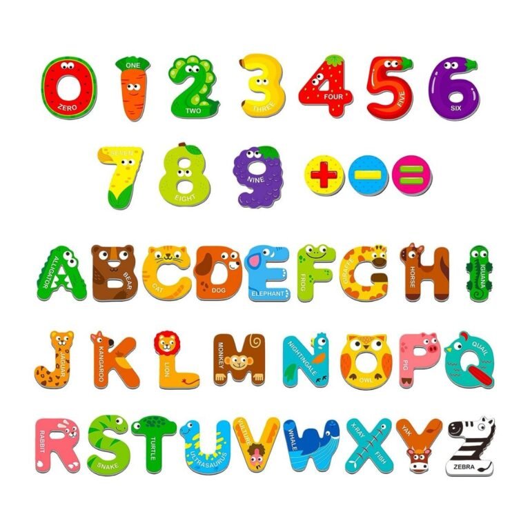 Magnetic 26 Colorful Alphabet Letters, 10 Numbers & 3 Symbols - (Set of 39 | Ages 3+) - TheSteploBoards