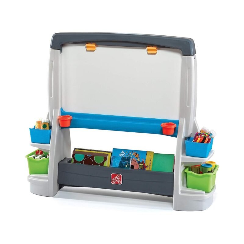Step2 Jumbo Art Easel (Grey & Blue) for Kids of 3-8 Years Old (49 x 43 Inch) - TheSteploBoards